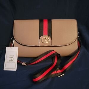 Grace Elizabeth Beige Clutch/Crossbody Purse